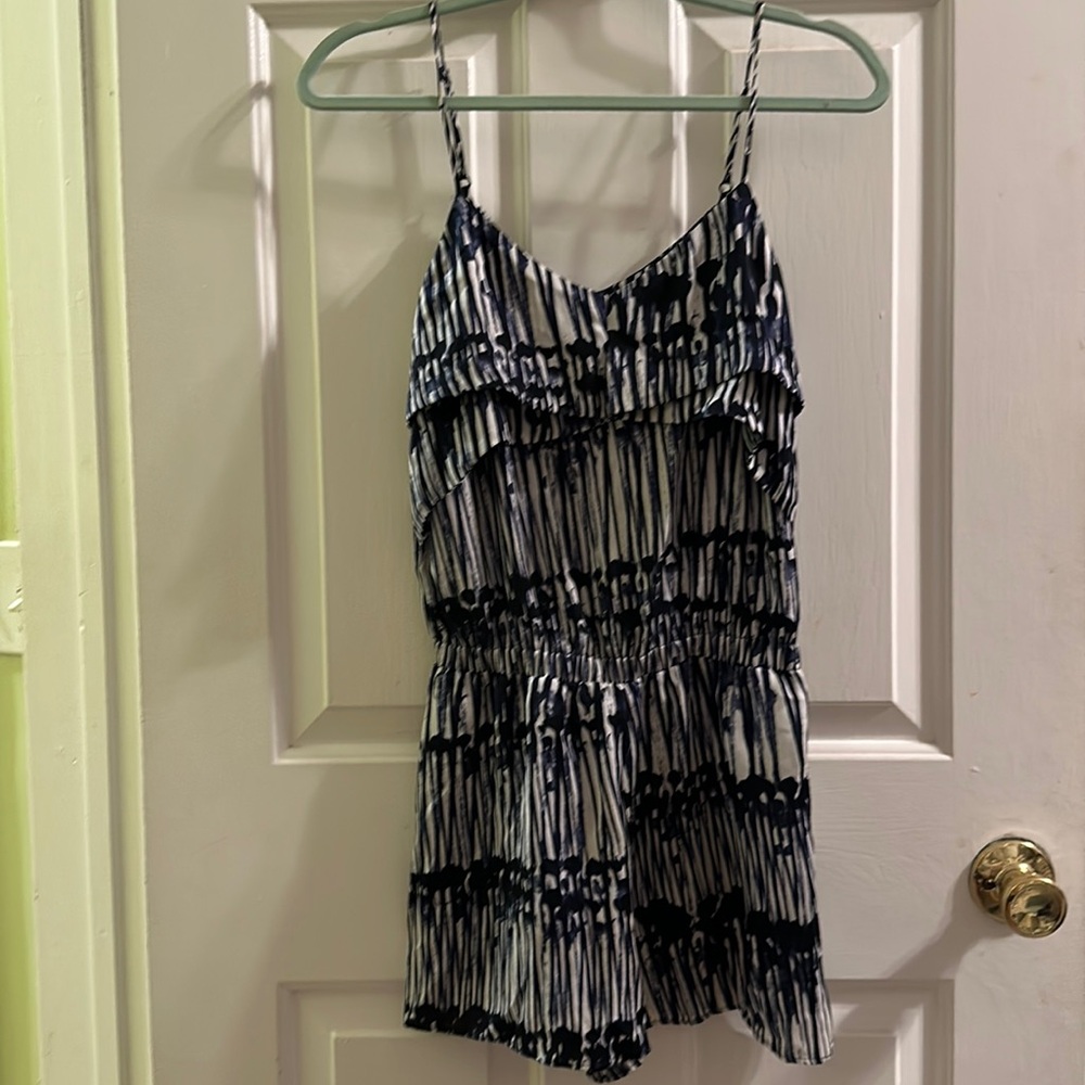 Zara blue and white short romper